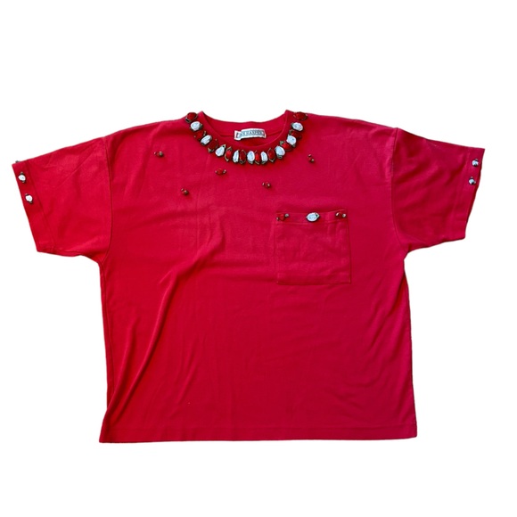 Vintage Tops - Vintage 90s Rose detail Tee Tshirt Soft Valentine